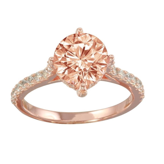 High Polished Rose Gold Plated 925 Sterling Silver Pink CZ Ring Band Jewelry Female Size 5