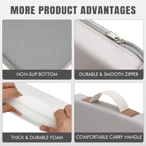 Waterproof Garden Kneeling Pad - 2" Thick Soft Foam Kneeling Mat for Gardeners with Handle & Removable Cover, Knee Support for Bathing, Grey