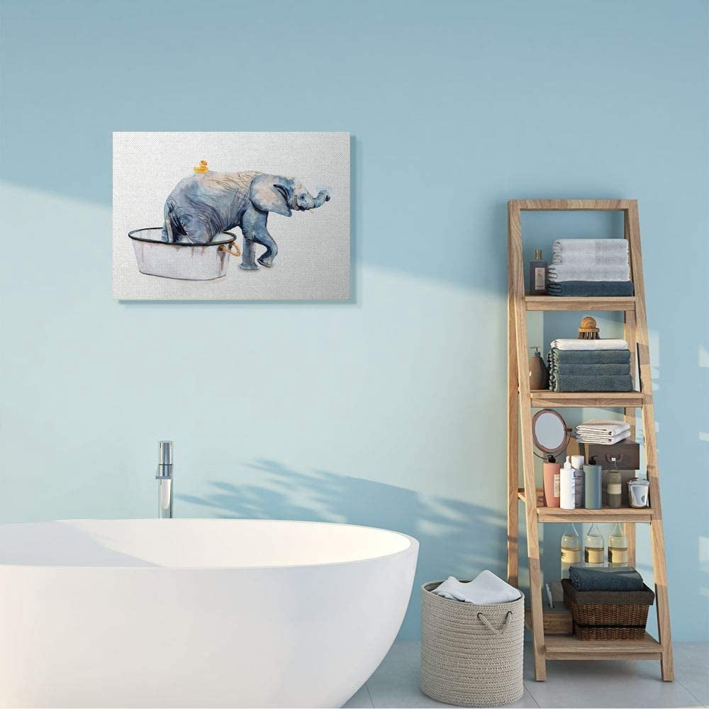Stupell Industries Charming Rustic Elephant In Bubble Bath Painting Gallery-Wrapped Canvas Print Wall Art, 24x30, by Jennifer Redstreake