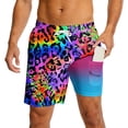 thumbnail image 2 of Mens Beach Shorts Summer Colorful Graffiti Print Swim Short Lightweight Stretchy Mens Swim Trunks Multicolour L, 2 of 4