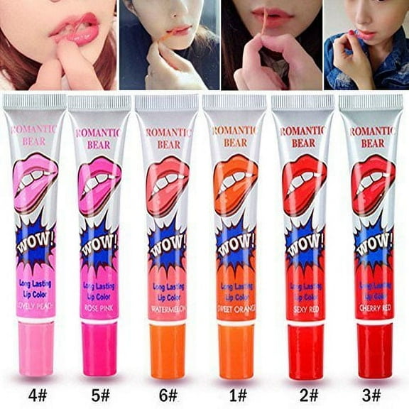 6 Pcs Women Easy Peel Off Long Lasting Makeup Tatto Lip Gloss Lipstick (1 Set)