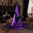 thumbnail image 4 of Rose Witch Hat for Women, Halloween Mesh Witch Hat with Roses, Foldable Costume Accessory for Masquerade, Carnival, Cosplay, Party Dress Up and Holiday Decoration, 4 of 7