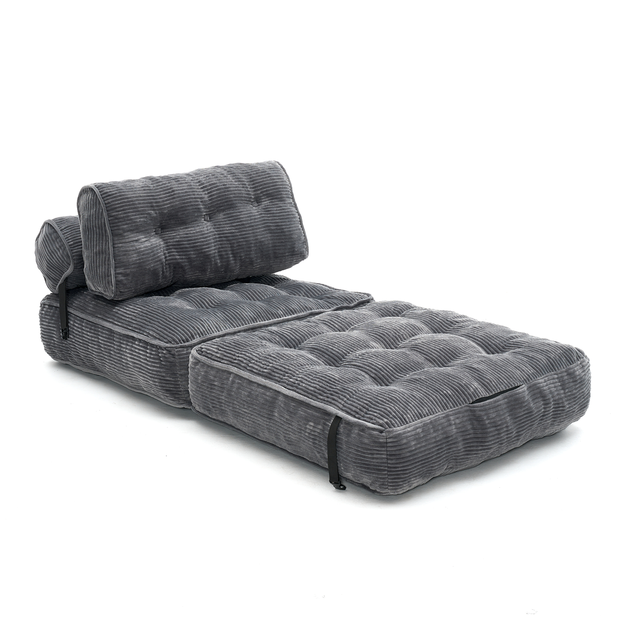 Leumius Folding Sofa Bed, Convertible Sleeper Chair with Pillow Foldable Mattress with Back Support, Portable Fold Out Chair Bed Comfy Floor Sofa Lounge for Living Room Bedroom Grey