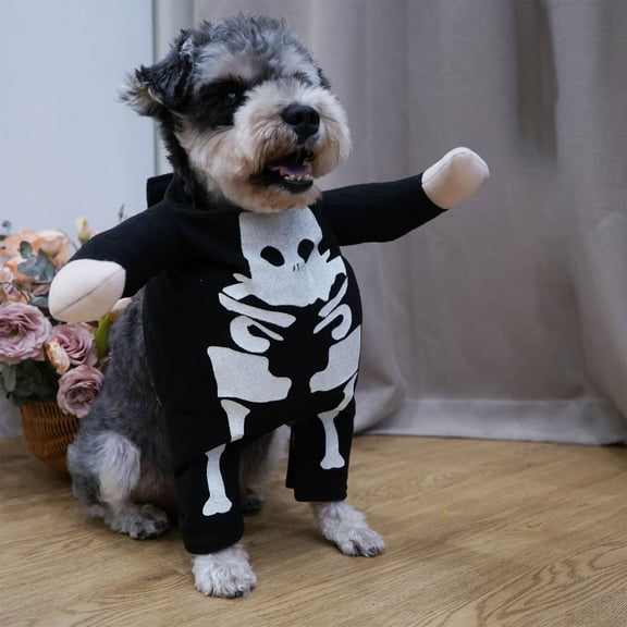 FYTPOV Halloween Dog Clothes with Pirate Hat, Luminous Skull Pattern Dog Costume, Pet Cosplay Costume for Dogs Puppy, Pet Costume for Party, L