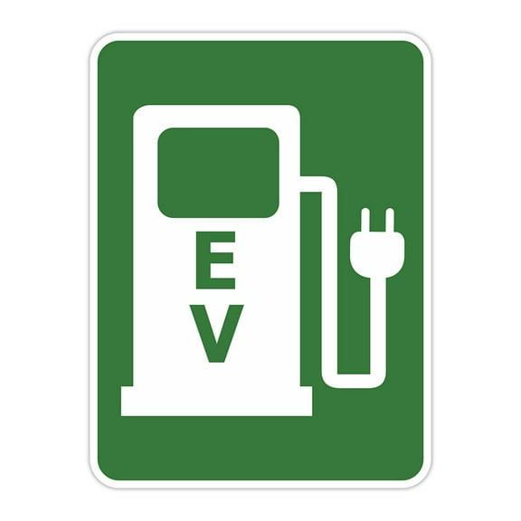 Portrait Round Plus EV Door or Wall Sign | Electric Vehicle Charging Station | Parking - Large