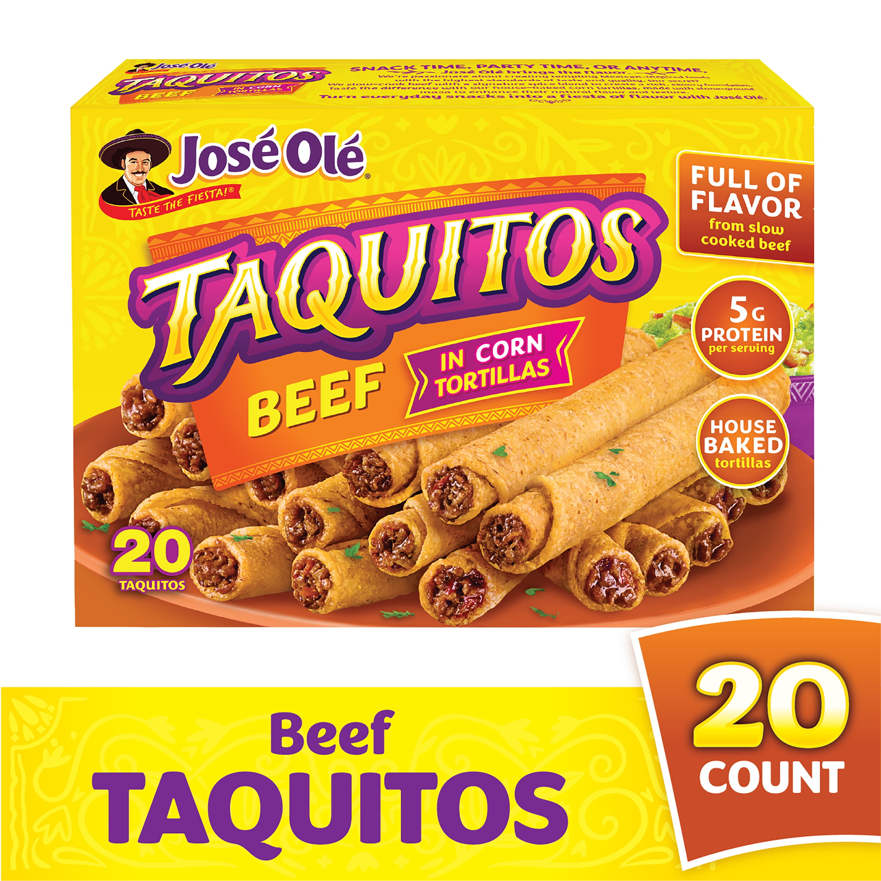 Delimex Beef Taquitos Frozen Snacks, 20 Count Box - Walmart.com