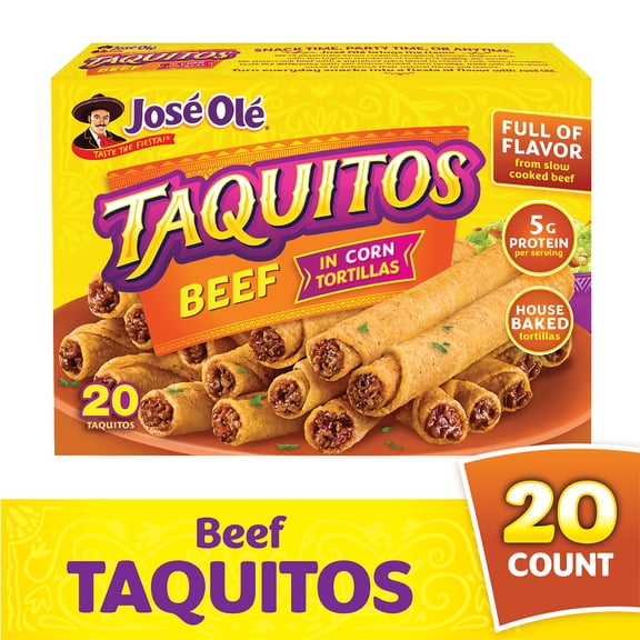 Jose Ole Beef Corn Taquitos, Frozen Mexican Food, 20 oz, 20 Count