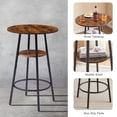 thumbnail image 4 of EUROCO 3-Piece Round Bar Table Set for 2, Wood Tabletop and Chairs with PU Backrest, Shelf, Small Dining Table for Kitchen Breakfast Nook Living Room Dinette,Rustic Brown, 4 of 8