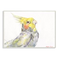 Stupell Industries Cockatiel Bird Portrait Tropical Yellow Grey Pet Wall Plaque, 13 x 19, Design by George Dyachenko