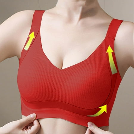 Elvqul Bras Women Red Plus Size Soft Breathable Juniors Solid Underwear Nylon Bras