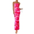thumbnail image 1 of Vestido largo PRETTYGARDEN para mujer, ajustado sin tirantes, rosa con estampado floral, 1 of 9