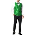 thumbnail image 2 of INSPIRE CHIC Men's Vest V-Neck Slim Fit Double-Breasted Party Disco Prom Nightclub Sequin Vest L Green, 2 of 4