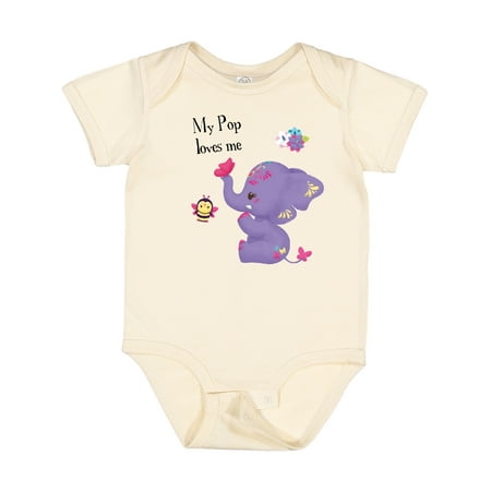 

Inktastic Pop Loves Me Purple Elephant Cute Boys or Girls Baby Bodysuit