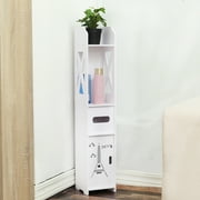 Novashion Bathroom Floor Cabinet Freestanding Single Door Multi-Tier Storage Organizer White