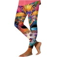 thumbnail image 6 of LYEAA Graphic Leggings for Women Mardi Gras Elastic Waist Tights Stretchy Ankle Length Mask Print Yoga Pants, 6 of 6