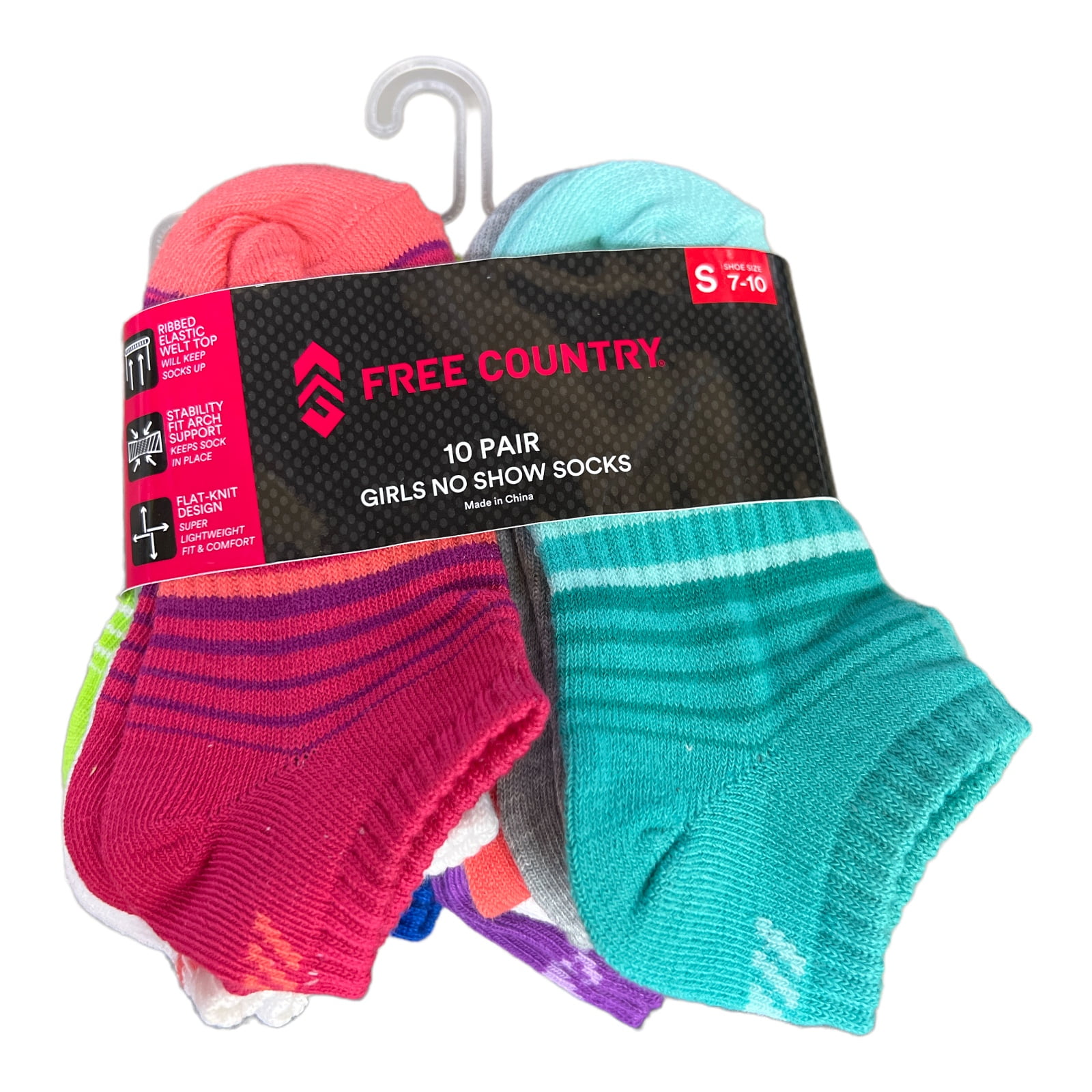 free-country-10-pair-girls-no-show-socks-shoe-size-7-10-walmart