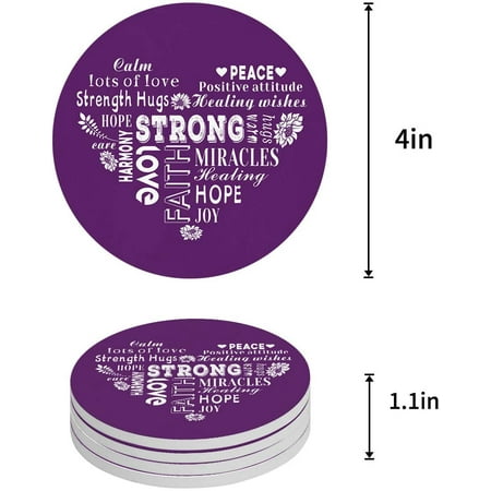 

KXMDXA Compassion Strength Courage Warm Hugs Healing Thoughts Positive Energy Set of 6 Round Coaster for Drinks Absorbent Ceramic Stone Coasters Cup Mat with Cork Base for Coffee Table Bar Decor