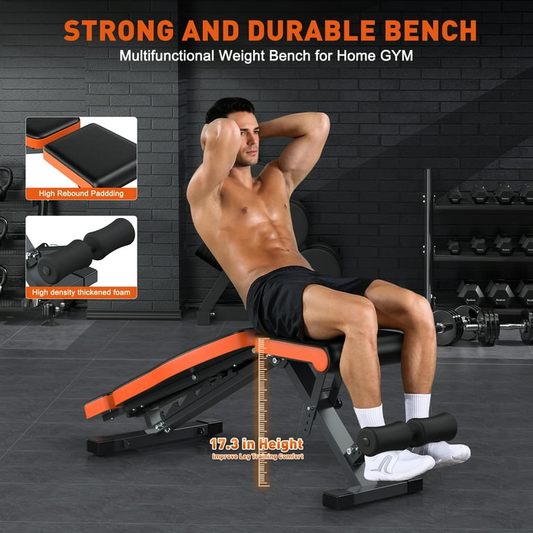 GIKPAL Adjustable Foldable Weight Bench, 8 Positions Headrest