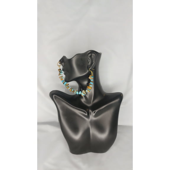 Nose to earring chain Turq & Brown gold