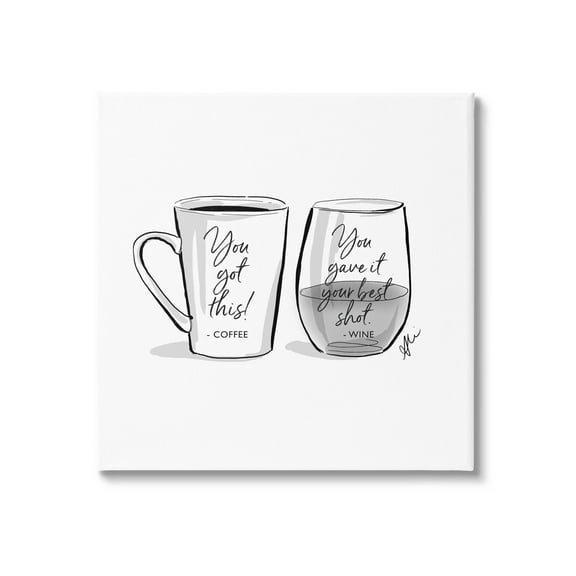 Stupell Industries Funny Coffee & Wine Phrase Graphic Art Gallery Wrapped Canvas Print Wall Art, Design by Alison Petrie