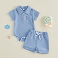 thumbnail image 5 of Agkizg Kids Boys Girls Clothing Set 2 Piece Outfit Short Sleeve Romper Button Down Shirt Shorts Set, 5 of 6