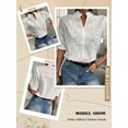thumbnail image 4 of Nlife Women Eyelet Embroidered Cotton Blouse Lace Short Sleeve V Neck Hollow Out Top, 4 of 6