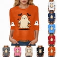 thumbnail image 4 of Godom Fall Round Neck T Shirt Funny Halloween Graphic Tee Casual Family Halloween Tops, 4 of 6