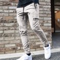 thumbnail image 2 of YUELONGHU Adult Men Casual Pants Cargo Pants for Men Relaxed Fit 35X29 Mens Spring and Fashion Autumn Solid Color Leisure High Street Elastic Lace up Pants Trousers Pants, 2 of 7