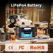 Clearance! Solarplay Portable Power Station Q2501 2400W Continuous 4800W Peak LiFePO4 Battery with 200W Solar Panel for Camping Home Backup