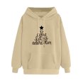 thumbnail image 4 of Odeerbi Christmas Hoodied Sweatshirt For Women Print Long Sleeve Pocket 2024 Casual Pullover Shirt Blouse Beige, 4 of 5