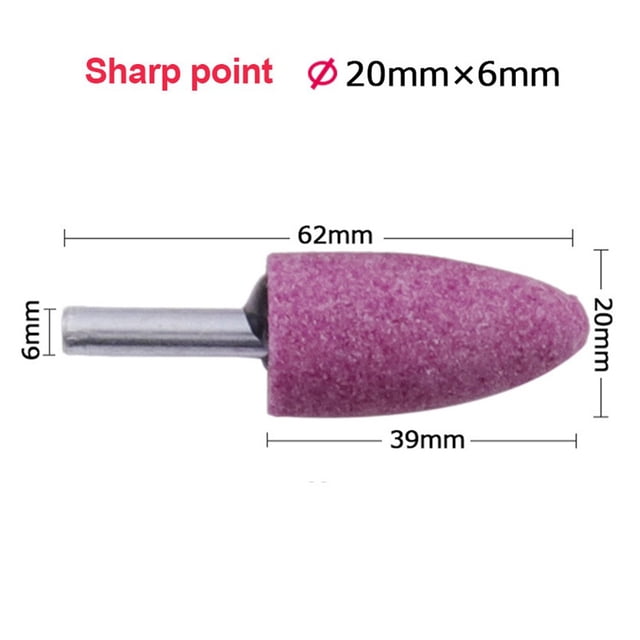 Chendee Tête de Broyage Conique Corundum Rouge 1 Pce 6Mm pour Polissage et Élimination de la Rouille, 20mm