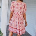 thumbnail image 4 of Vestido Corto Floral Demonsen Cuello en V con Dobladillo con Volantes, 4 of 5