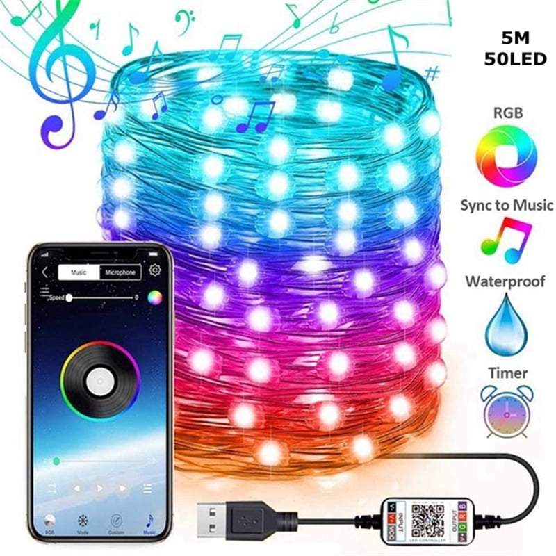 Details about   Smart Bluetooth Control RGB LED Fairy String Light Waterproof Indoor Outdoor US 