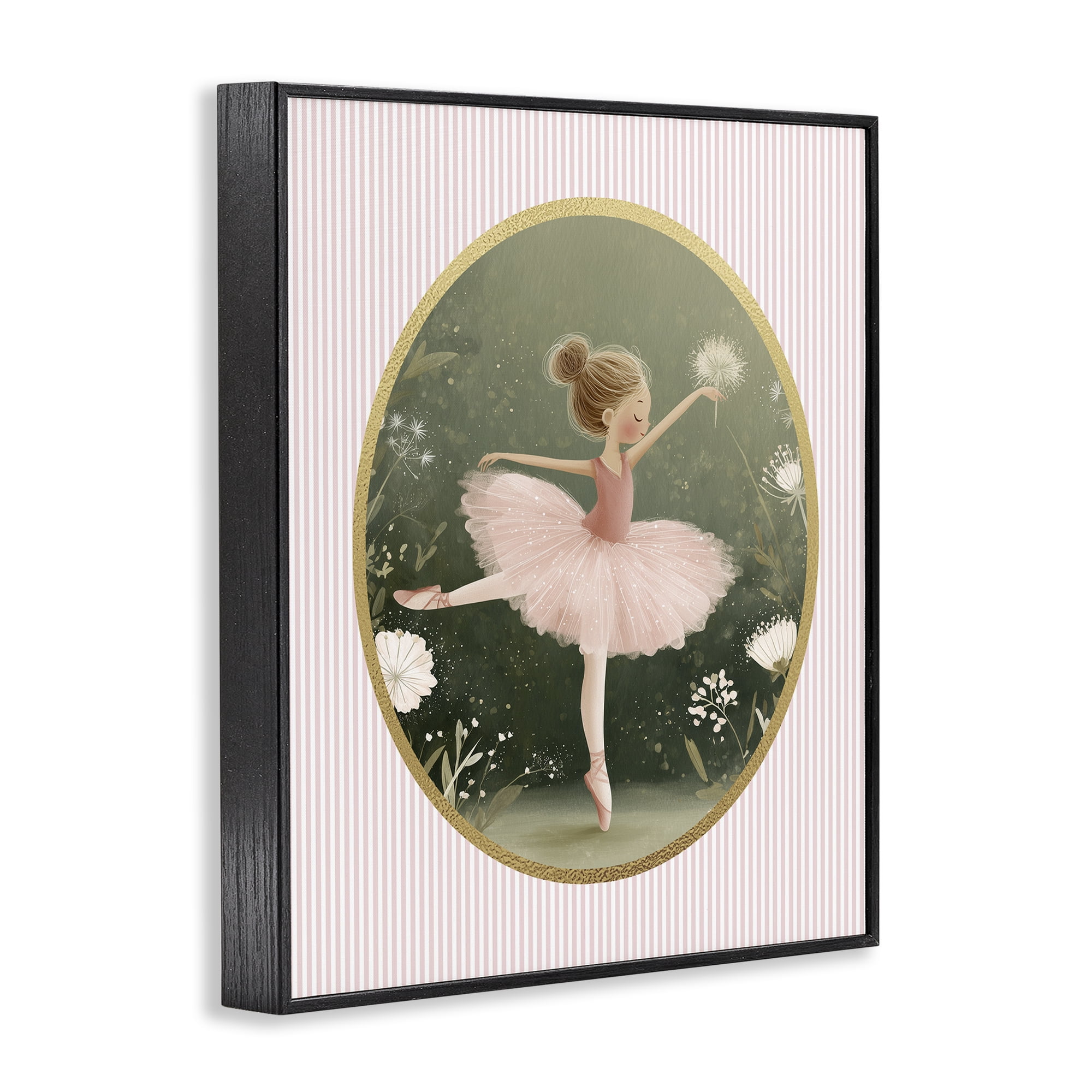 Stupell Industries Green & Pink Ballerina Black Framed Giclee Art, design by Christine Simpson Art