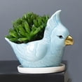 thumbnail image 1 of Macetas Loro con orificio de drenaje Decoración Maceta pequeña con bandeja Cerámica Mini Maceta para plantas s al aire libre Azul DYNWAVEMX Contenedor suculento, 1 of 8