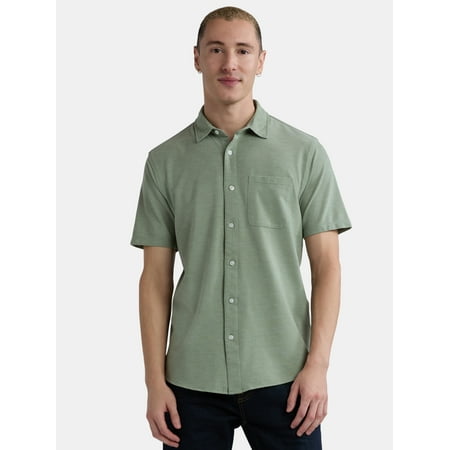 George Men's and Big Men's Knit Button-Up Shirt with Short Sleeves, Sizes S-3XL