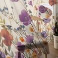 thumbnail image 5 of Sheer Curtains 108 inches Long, Purple Flowers Plants Watercolor Floral Retro Linen Light Filtering Sheer Window Curtains Rod Pocket Voile Drapes for Bedroom Living Room, 52"W x 108"L 2 Panels, 5 of 7