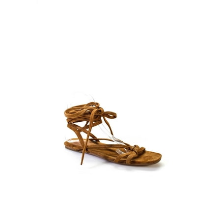 

Pre-owned|Doen Womens Suede Strappy Slingbacks Sandals Brown Size 8