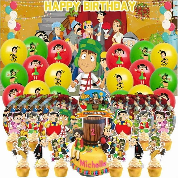 El Chavo Balloons Party Supplies Decorations Plates Banner Cake Topper Tableware Birthday Decor