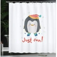 thumbnail image 3 of Ambesonne Penguin Shower Curtain, Skiing Animal Drawing Art, 69"Wx84"L, Dark Grey Apricot, 3 of 4