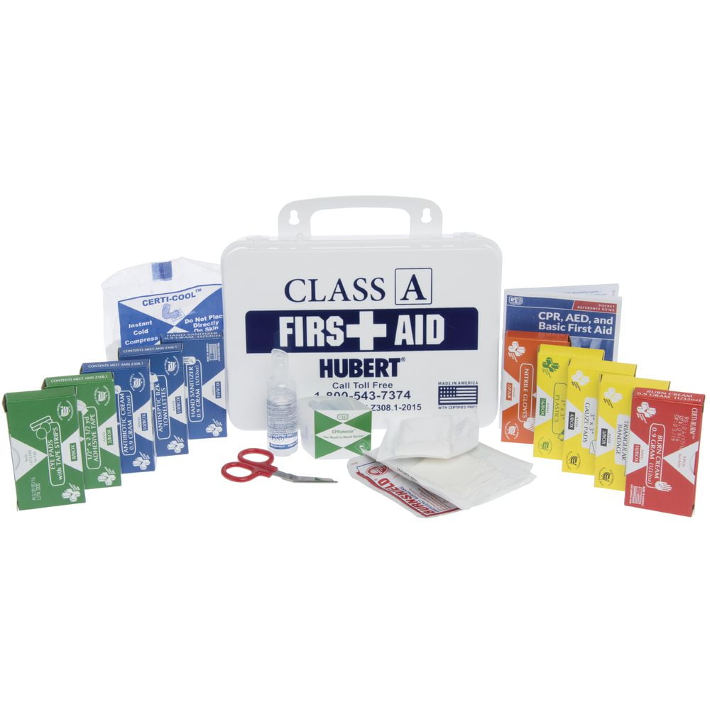 HUBERT® First Aid Kit with White Plastic Case Class A - 10" L x 3" D x 7" H