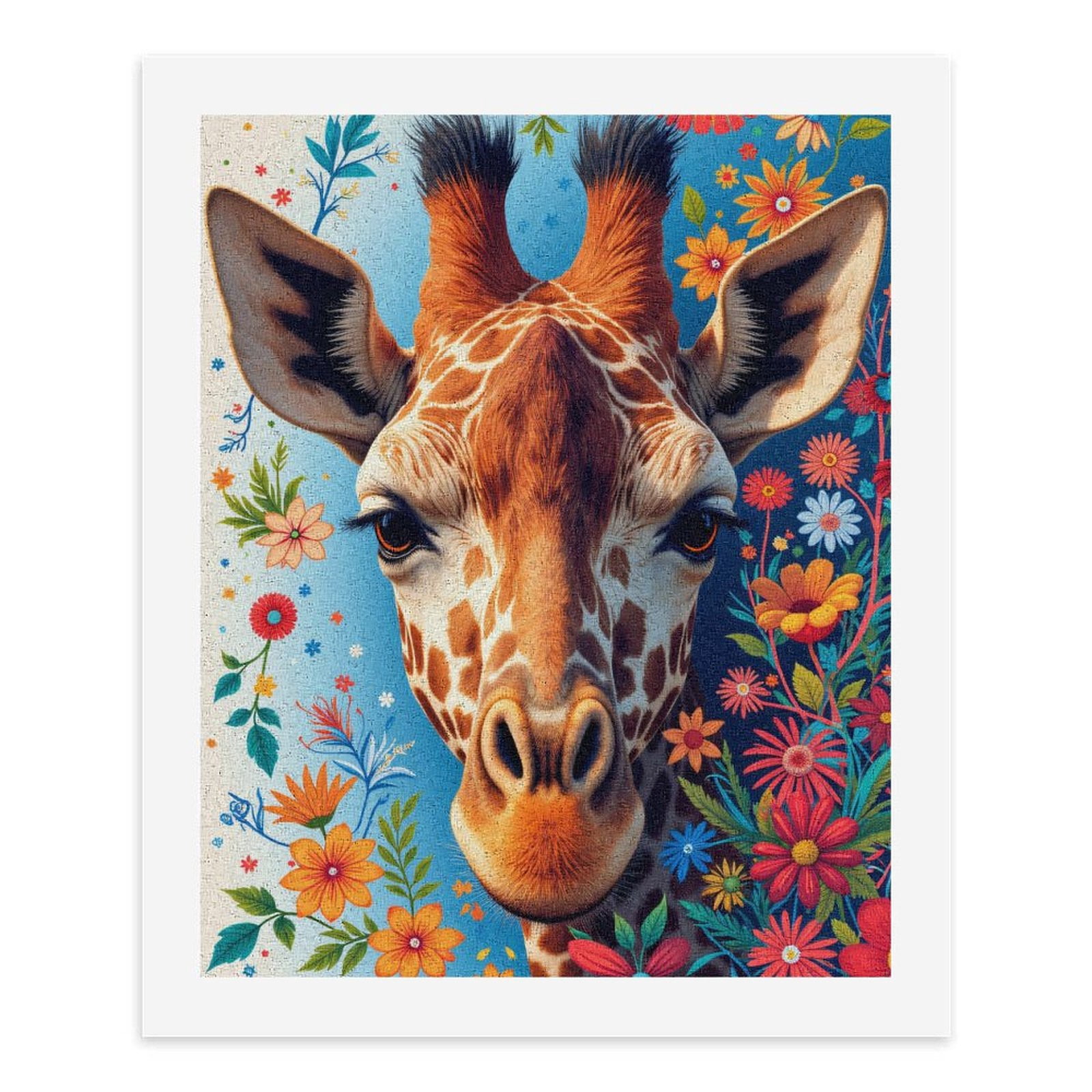 Paint By Numbers Kit for Adults Beginner - Giraffe Floral Art Vibrant Colors DIY Canvas Painting Kits for Adults, Frameless Paint By Number for Adults for Home Wall Decor 16x20 Inch