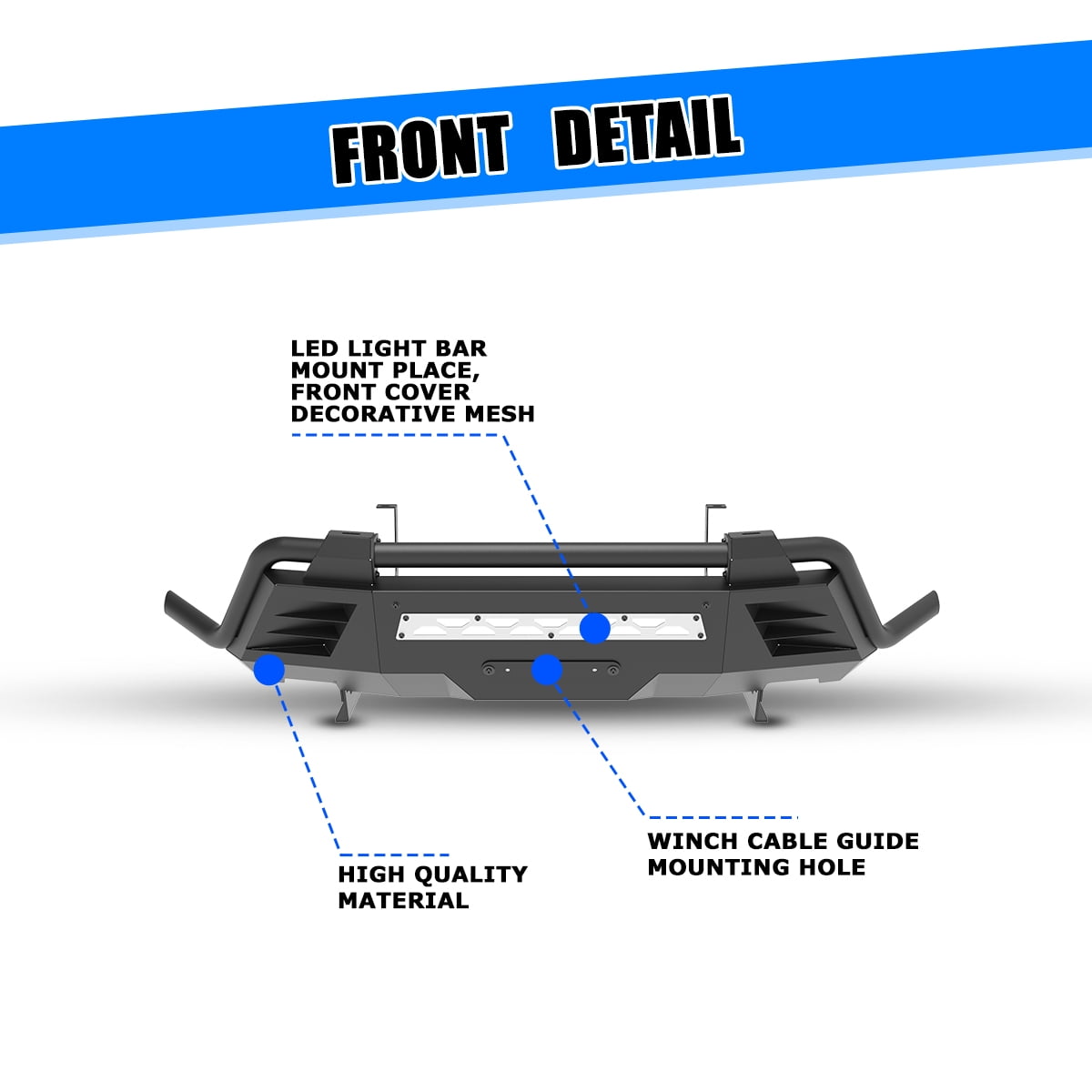 Front Bumper Fit for 2022-2024 Nissan Frontier,High-Quality Carbon Steel,with 2 D-Ring,Can Install Led Light Bar,DIY Colour Spraying Frame