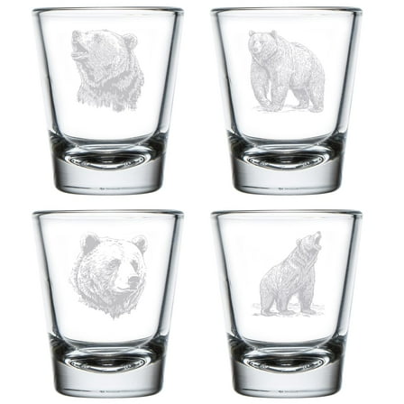 Set of 4 Shot Glasses 1.75oz Shot Glass Gift Bear Collection