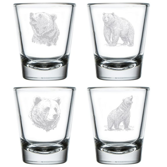 Set of 4 Shot Glasses 1.75oz Shot Glass Gift Bear Collection