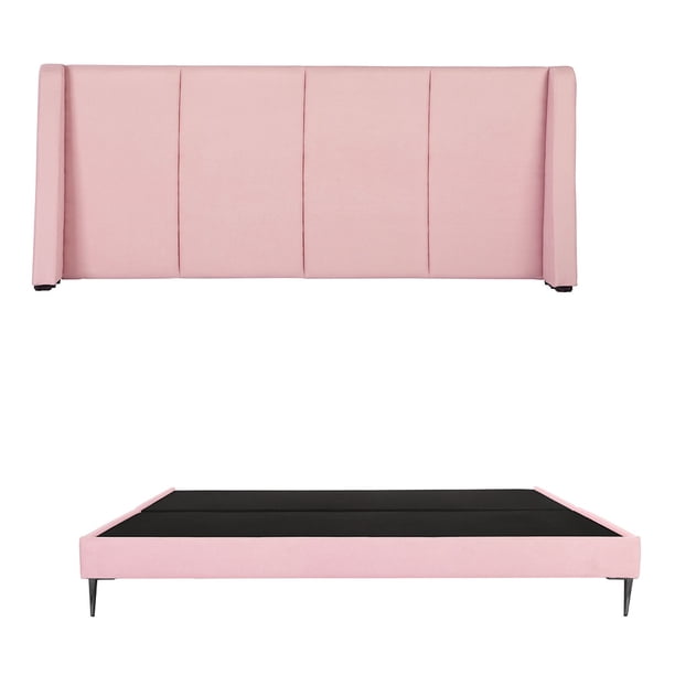 Box Base Cama Slim King Size+Cabecera Milan Rosa