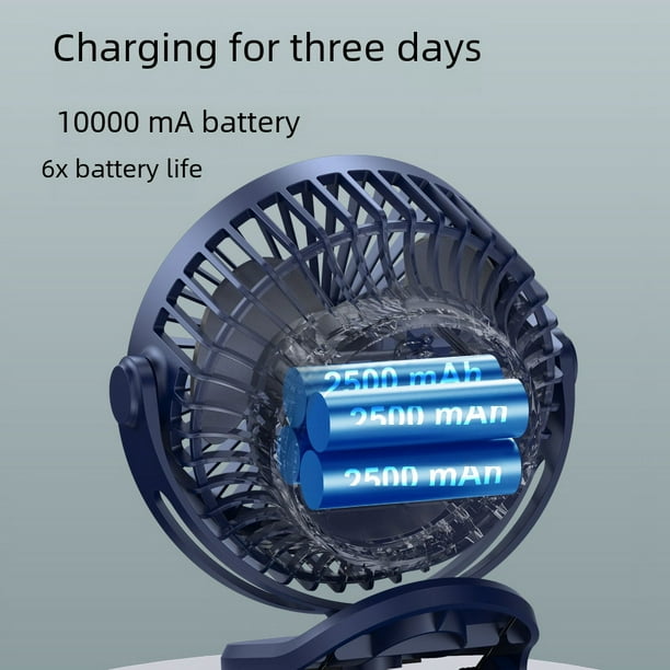 Ventilador con clip USB, mini ventilador portátil de carga de larga duración, para oficina, escritorio, dormitorio, ventilador pequeño de gran potencia eólica