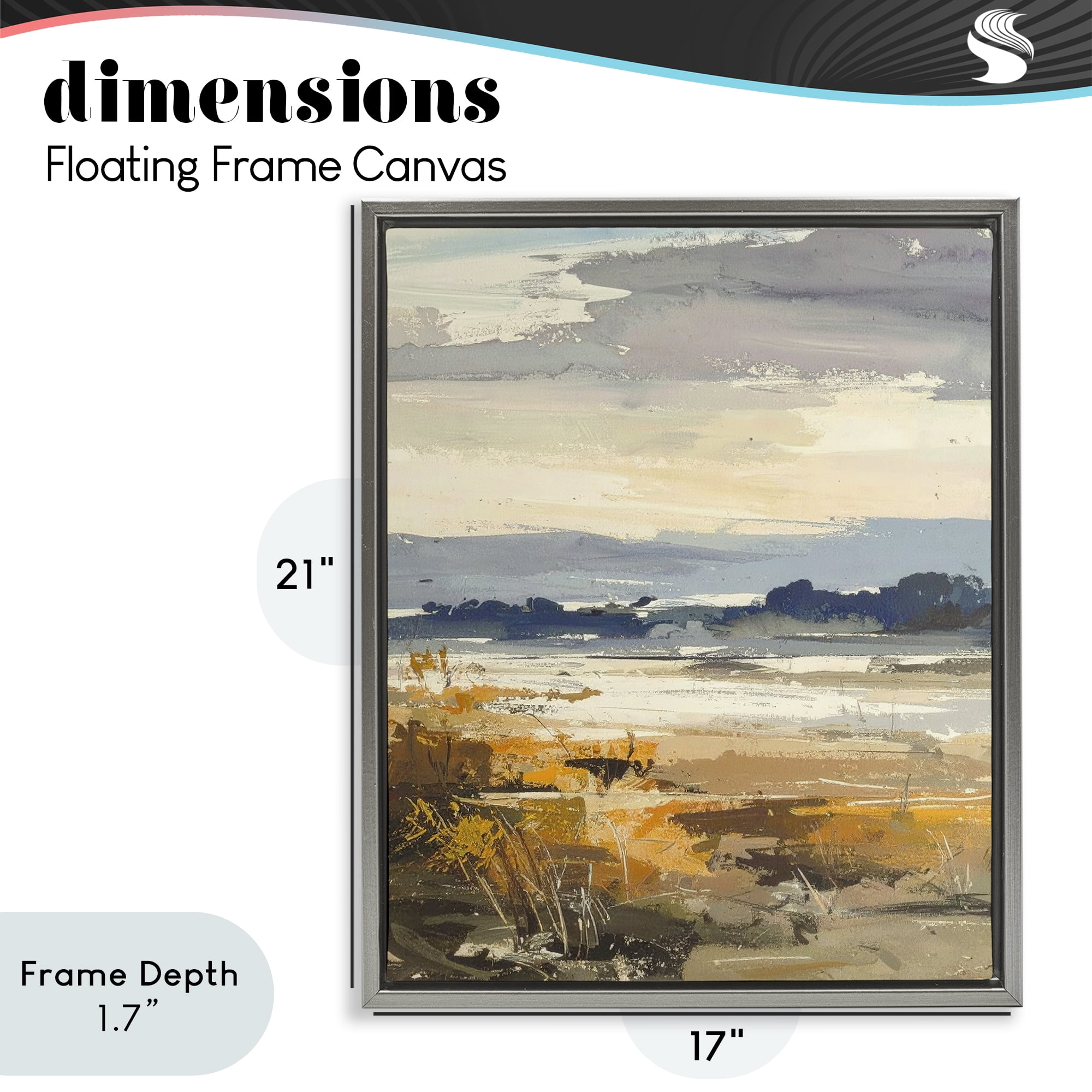 Stupell Industries Distant Horizon Abstract Gray Framed Floater Canvas Wall Art, design by Alonza Saunders