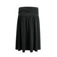 thumbnail image 5 of WTOBBY Women's Below Knee Length Solid Color Ruched Flowy Midi Skirt with Side Pockets, Regular Fit Casual Elegant Skirt for Office Work and Everyday Sophisticated Wear,Black 2XL, 5 of 5
