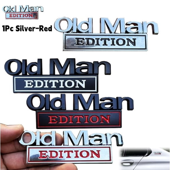 Old Man Edition Metal Emblem,Old Man Edition Car Emblem 3D Metal Sticker Badge – Funny Edition Nameplate Decal For Side Rear Tailgate Bumper – Waterproof Rustproof Adhesive,Car Truck Suv Motorcycle